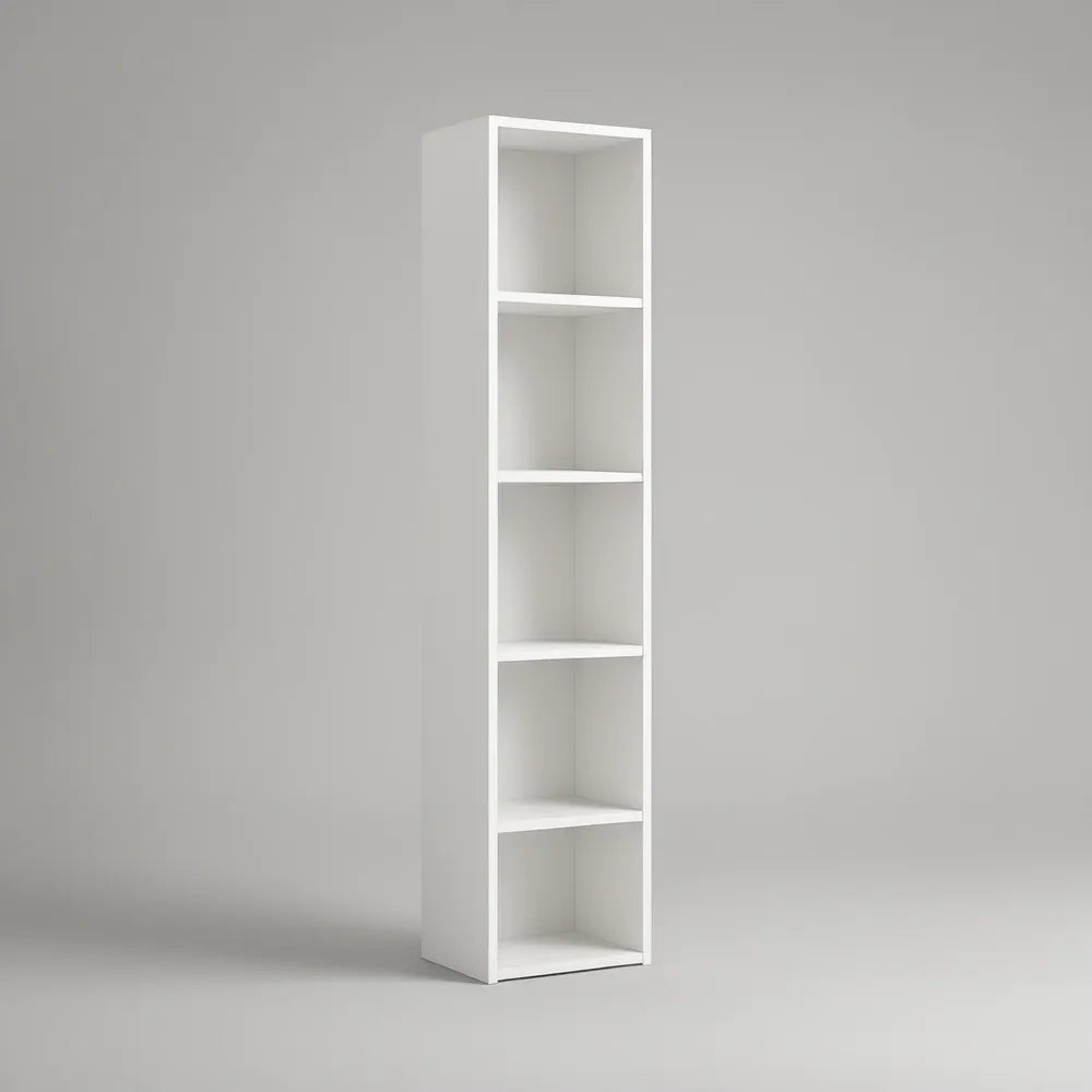 Estante Vertical Branca com 5 Compartimentos em Aglomerado Revestido a Melamina, 40 x 30 x 180 cm