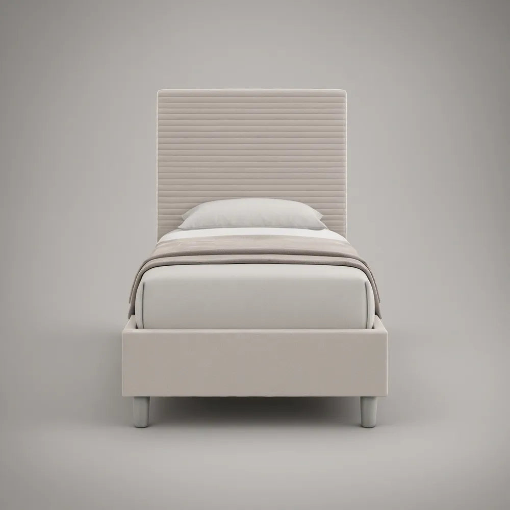 Cama Individual Estofada Bege-claro 90 x 190 cm