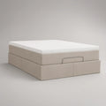 Cama de Casal Estofada com Arrumação e Colchão 160 x 200 cm em Bege e Branco