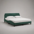 Cama de Casal Estofada em Veludo Verde-Escuro para Colchão 160 x 200 cm
