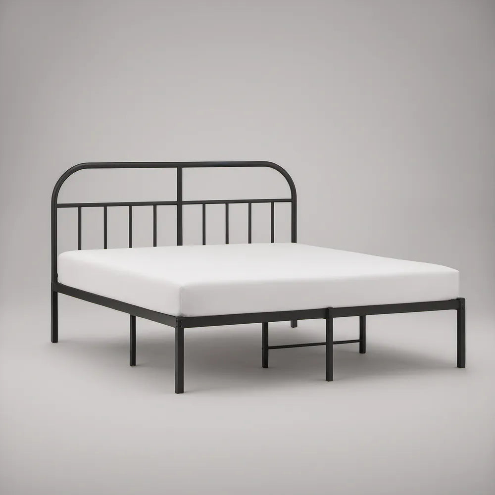 Cama de Casal em Aço Preto para Colchão 140 x 190 cm