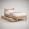 Cama individual em carvalho claro com 2 gavetas, para colchão 90 x 190 cm
