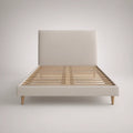 Cama de Casal Estofada Bege com Estrado de Ripas 160 x 200 cm