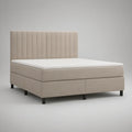 Cama de Casal Estofada Bege para Colchão 160 x 200 cm com Cabeceira Acolchoada