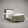 Cama de Solteiro Estofada Verde-oliva 90 x 200 cm com Cabeceira Acolchoada