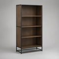 Estante para Livros em MDF Castanho-Escuro com Estrutura em Aço Preto, 80 x 35 x 180 cm